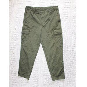 Zara Women Cargo Pants Size Large high rise Pockets Khakis Casual Polyester